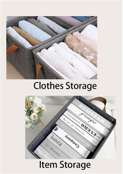 Ziloty Collapsible Clothes Organizer for Jeans Washable Fabric Closet Storage Box Drawers Foldable Clothing Storage Bins with Handle (1pcs)
