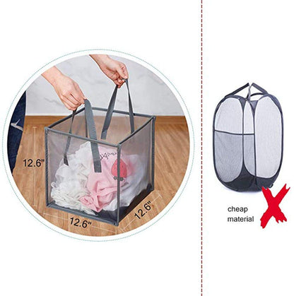 Pop-Up Laundry Baskets | Foldable Mesh Hampers with Handle