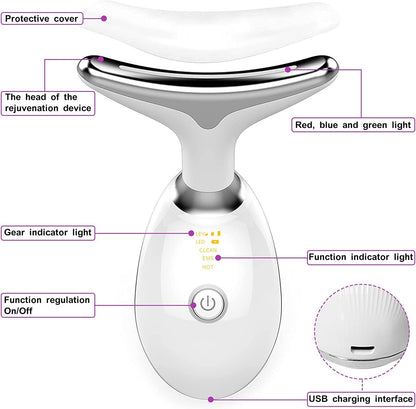 Ziloty Neck Face Firming Wrinkle Removal Tool Double Chin Reducer Vibration Massager Skin Rejuvenation Beauty Device for Face and Neck - Face & Neck Lifting Device Chin Lifting Device, Skin Groomer