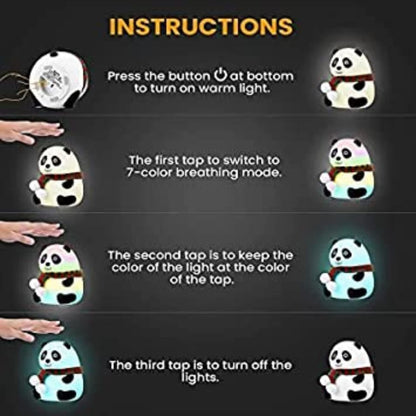Ziloty Panda Lamp, Panda Gifts, Panda Touch Silicone Lamp, Birthday Gift for Girls and Boys, Panda Light Lamp, Kids Night Light, Silicone lamp, Rechargeable - Close Eye