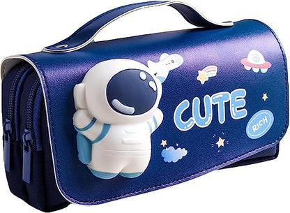 Ziloty Cute Astronaut Pencil Pouch for Girls and Boys,Big Pencil Case for Kid,Zipper Pencil Kit Stationary Storage Box for School Children,Stationery Organizer Pen Box for Students