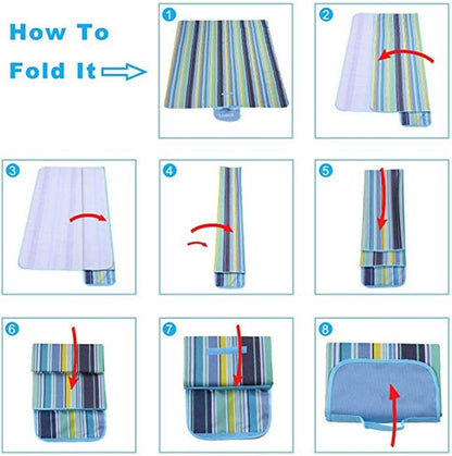 Ziloty Picnic Blanket | Beach Picnic mat for Indoor & Outdoor, 80" x 57" Sandproof Waterproof Larger Mat for Travel, Camping, Hiking, Park Grass,Handy Mat Tote, Foldable (Blue Line, Fabric)