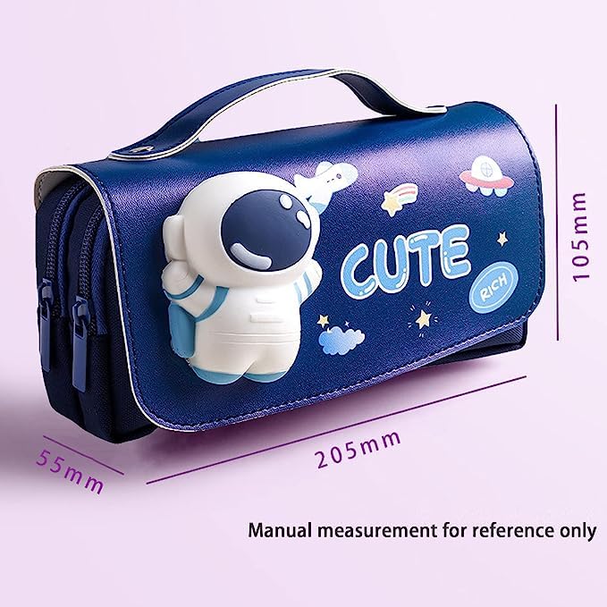 Ziloty Cute Astronaut Pencil Pouch for Girls and Boys,Big Pencil Case for Kid,Zipper Pencil Kit Stationary Storage Box for School Children,Stationery Organizer Pen Box for Students