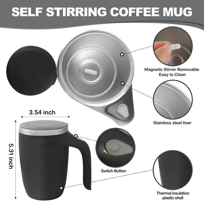Ziloty Automatic Magnetic Stirring Coffee Mug, Rotating Home Office Travel Mixing Cup,Funny Electric Stainless Steel Self Mixing Coffee Tumbler, Suitable for Coffee, Milk, Cocoa and Other Beverages (Multicoloured)