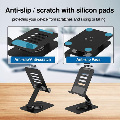 Ziloty 360° Rotating Cell Phone Stand Adjustable Foldable Desktop Phone Holder iPhone Stand Compatible with All iPhone iPad Tablet 4-10'' Office Desk Accessories(multicolour)