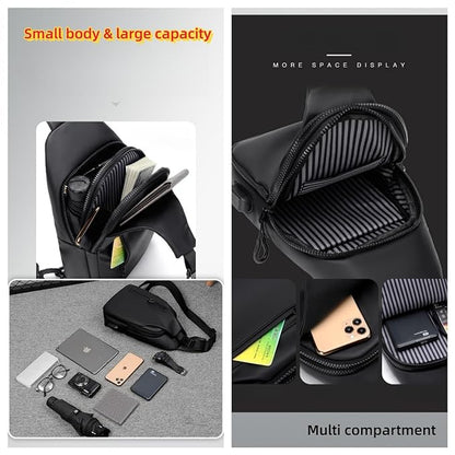 Ziloty Men's Chest Bag Shoulder Bag Messenger Sports Backpack Water Resistant Usb Charging Port Shoulder Sling Bag