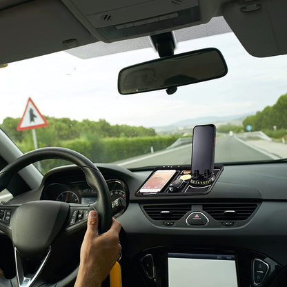 Ziloty Car Non Slip Dashboard Mat 4-in-1 Multifunctional 360°Rotating Phone Holder Phone Pad with Temporary Car Parking Number & 2 Perfume Aromatherapy Anti-Shake Pad Universal Phone Holder (Red)