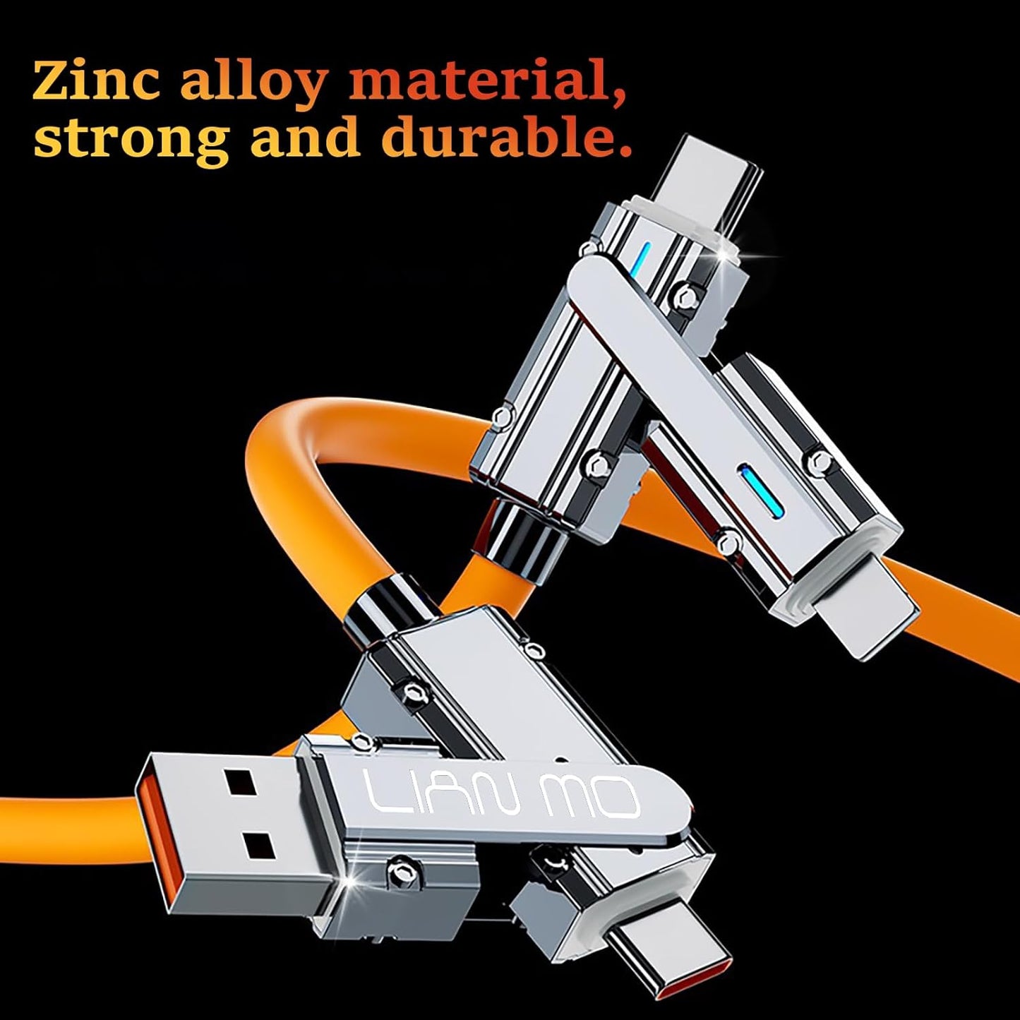 Ziloty USB to USB C Charge Cord,USB C Cable,USB A to USB C 5A Fast Charging (6.6ft 4 in 1)