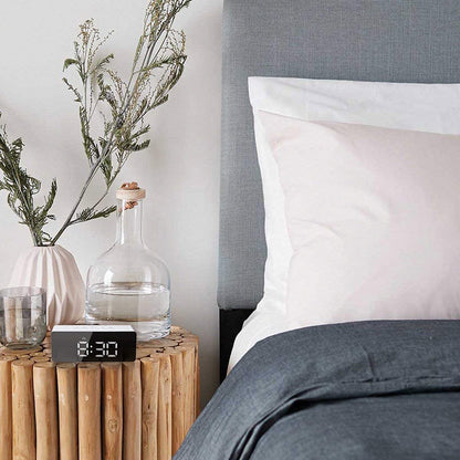 Ziloty Digital Mirror Clock, Alarm Clock Table Office Clock with Date Time Temperature Sensor -Plastic,Multicolor,Standard