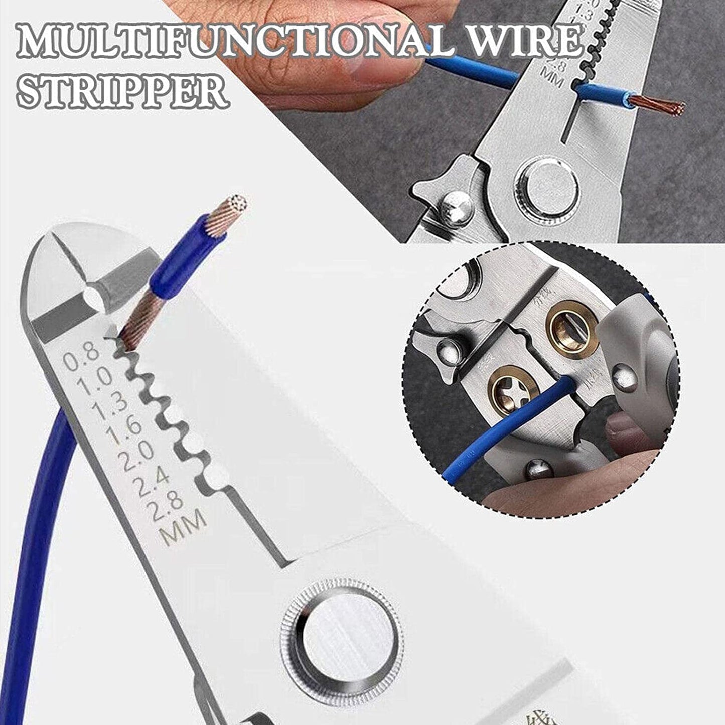 Ziloty 6 In 1 Multifunction Electrician Wire Plier Tool || Electrical Wire Strippers Wire Splitting Pliers|| Stainless Steel Electrical Stripping Tool || Cable Stripping Cutting and Crimping