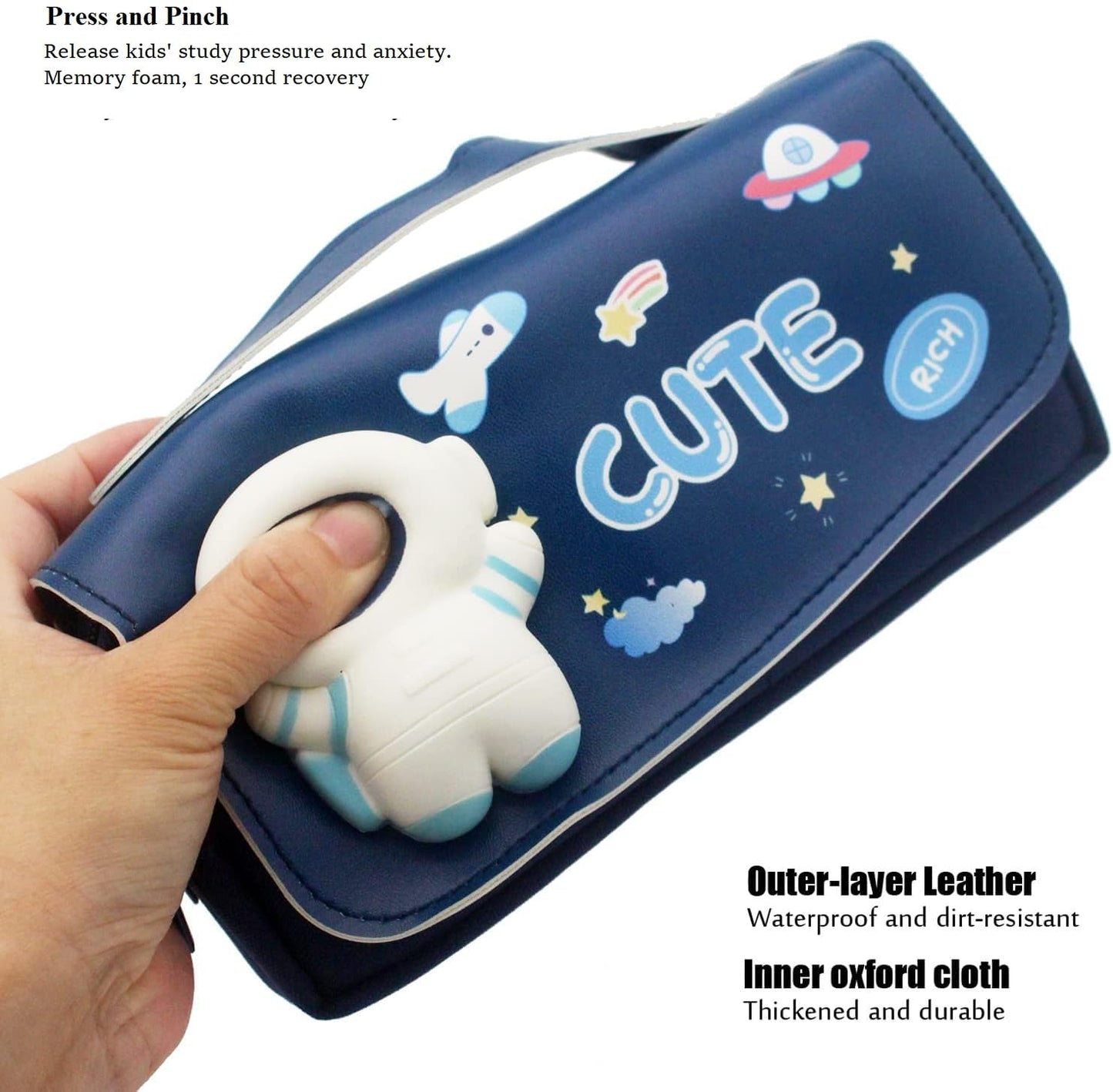 Ziloty Cute Astronaut Pencil Pouch for Girls and Boys,Big Pencil Case for Kid,Zipper Pencil Kit Stationary Storage Box for School Children,Stationery Organizer Pen Box for Students