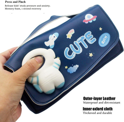 Ziloty Cute Astronaut Pencil Pouch for Girls and Boys,Big Pencil Case for Kid,Zipper Pencil Kit Stationary Storage Box for School Children,Stationery Organizer Pen Box for Students