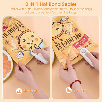 Ziloty 00mAh Sealer for Plastic Bags, USB Bag Sealer, 2 in 1 Hot Bond Sealer with Cutter, Magnetic Bag Sealer, Mini Bag Sealer Rechargeable Bag Sealer for Chips Snack Bag, Various Bag Food