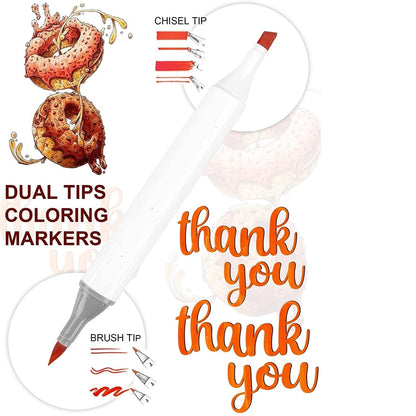 Ziloty Dual Tip Art Markers 48 Colours With Carrying Case For Painting Sketching Calligraphy Drawing Odorless&Non Toxic Twin Head Permanent Colouring Markers For Kids Adult Beginners|Assorted