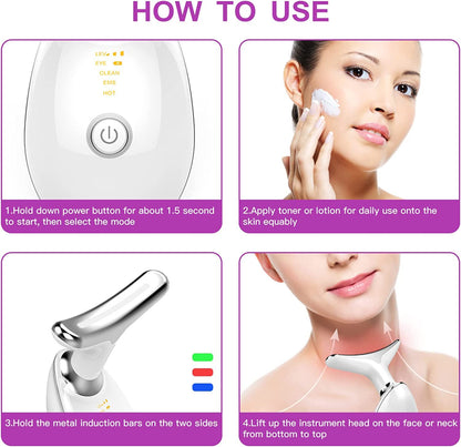 Ziloty Neck Face Firming Wrinkle Removal Tool Double Chin Reducer Vibration Massager Skin Rejuvenation Beauty Device for Face and Neck - Face & Neck Lifting Device Chin Lifting Device, Skin Groomer