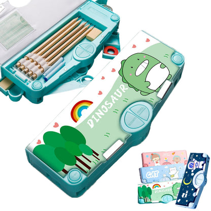 Ziloty 1PC MULTIFUNCTIONAL PENCIL CASE, LARGE CAPACITY PENCIL BOX FOR BOYS & GIRLS STUDENTS WITH CRAFT SCISSOR PORTABLE STATIONERY ORGANIZER Dinosour