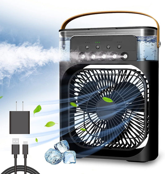 Ziloty Personal-Air-Cooler-Portable-Air-Conditioner-Fan-Mini-Evaporative-Cooler-with-7-Colors-LED-Light-1/2/3-H-Timer-3-Wind-Speeds-and-3-Spray-Modes-for-Your-Desk-Nightstand-or-Table (Multicolour)