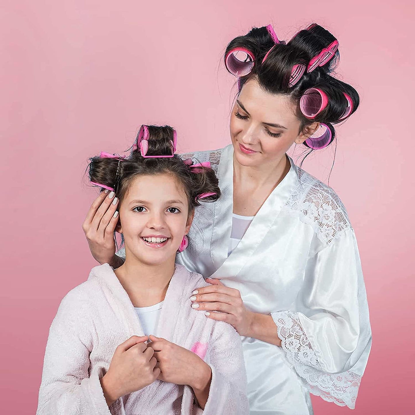 Ziloty multicolored Hair Curler Rollers for Women, 6pcs Self Grip Magic Hair Roller Clips Hairdressing Kit for Long Medium Short Hair with 12 Bang Clips & 1 Comb