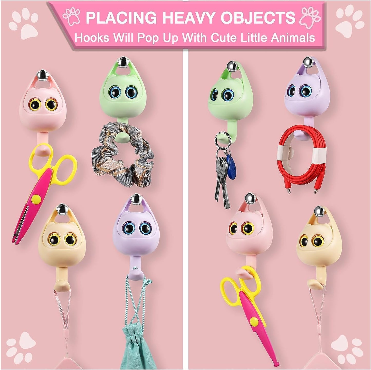 Ziloty self Adhesive Coat Hook, Wink Cat Key Holder for Wall Cute Cat Hooks, Decorative Wall Hooks for Hanging Key, Towels, Scarf, Hats, Coat, Cloth, Bags, Cute Room Decor (1 Pcs)