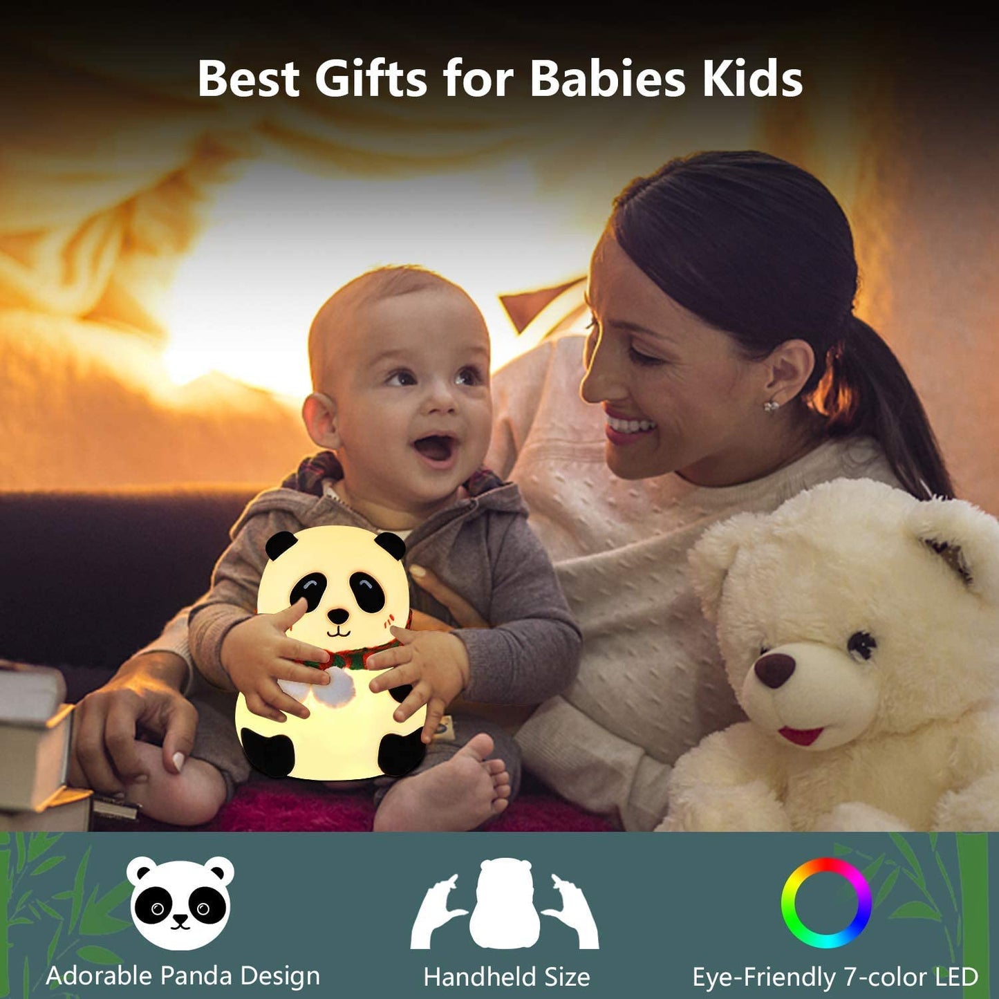Ziloty Panda Lamp, Panda Gifts, Panda Touch Silicone Lamp, Birthday Gift for Girls and Boys, Panda Light Lamp, Kids Night Light, Silicone lamp, Rechargeable - Close Eye