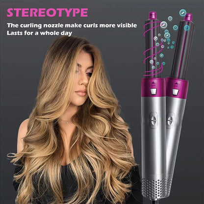 Ziloty Hot Air Brush for 5 in 1 Hot Air Styler Hair Dryer Comb Multifunctional Styling Tool Fast Heating Crimper Wand Manual Curler in All Hair Type, Negative Ion Comb for Straightening Special Warranty