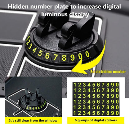 Ziloty Car Non Slip Dashboard Mat 4-in-1 Multifunctional 360°Rotating Phone Holder Phone Pad with Temporary Car Parking Number & 2 Perfume Aromatherapy Anti-Shake Pad Universal Phone Holder (Red)