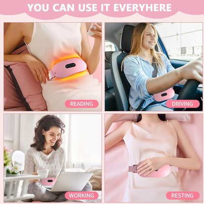 Ziloty Electric Cordless Heating Pad for Period Pain, Cramp Relief, Back Pain in Period, Belly Warmer Heating Pad with 4 Heat Levels 4 Vibration Modes, Caring Gift Heating Pad Belt for Men Women