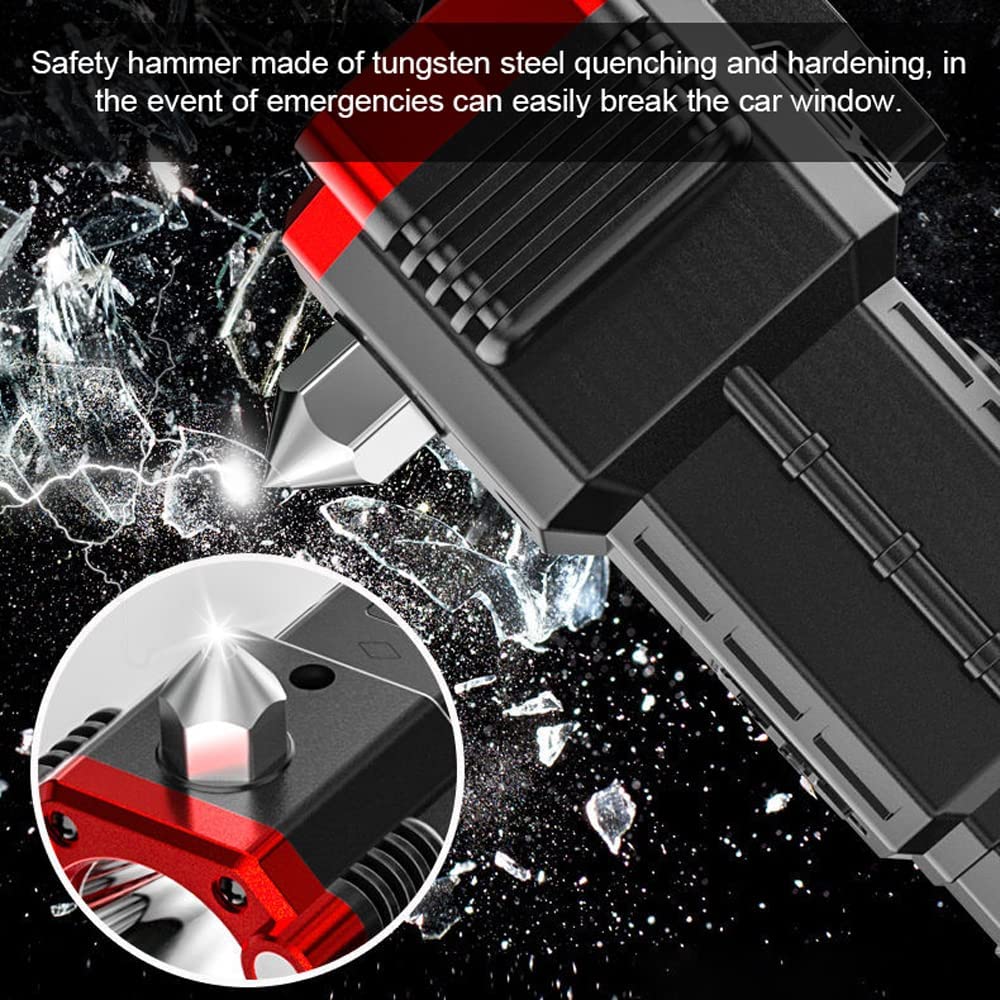 Rechargeable Torch Flashlight | USB Car Rescue Tool with Hammer