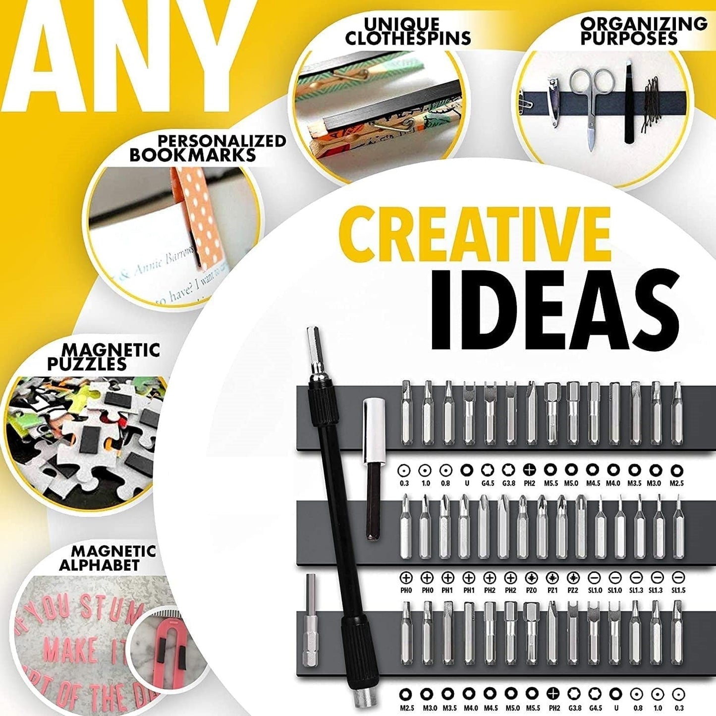 Ziloty Self Adhesive Flexible Magnetic Tape 2cm x 1m with Adhesive Backing, Used for Crafts