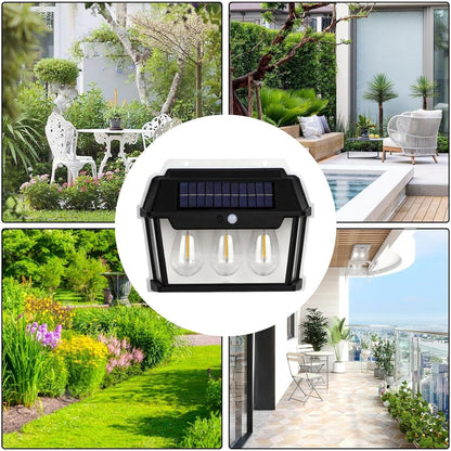 Ziloty LED Bright Outdoor Solar Lights Wall lamp Wall Lights Outdoor, Wireless Dusk to Dawn Porch Lights Fixture, Solar Wall Lantern with 3 Modes & Motion Sensor