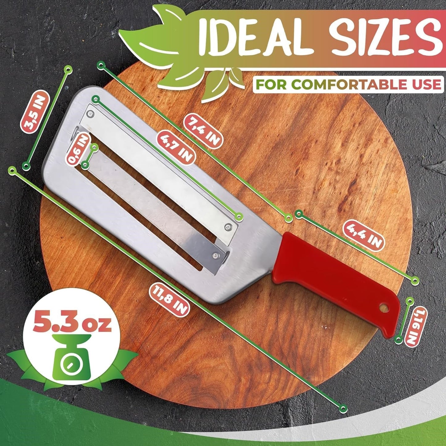 Ziloty Cabbage Shredder Kitchen Grater Slicer - Stainless Steel Shredder Knife Fruit Chopper