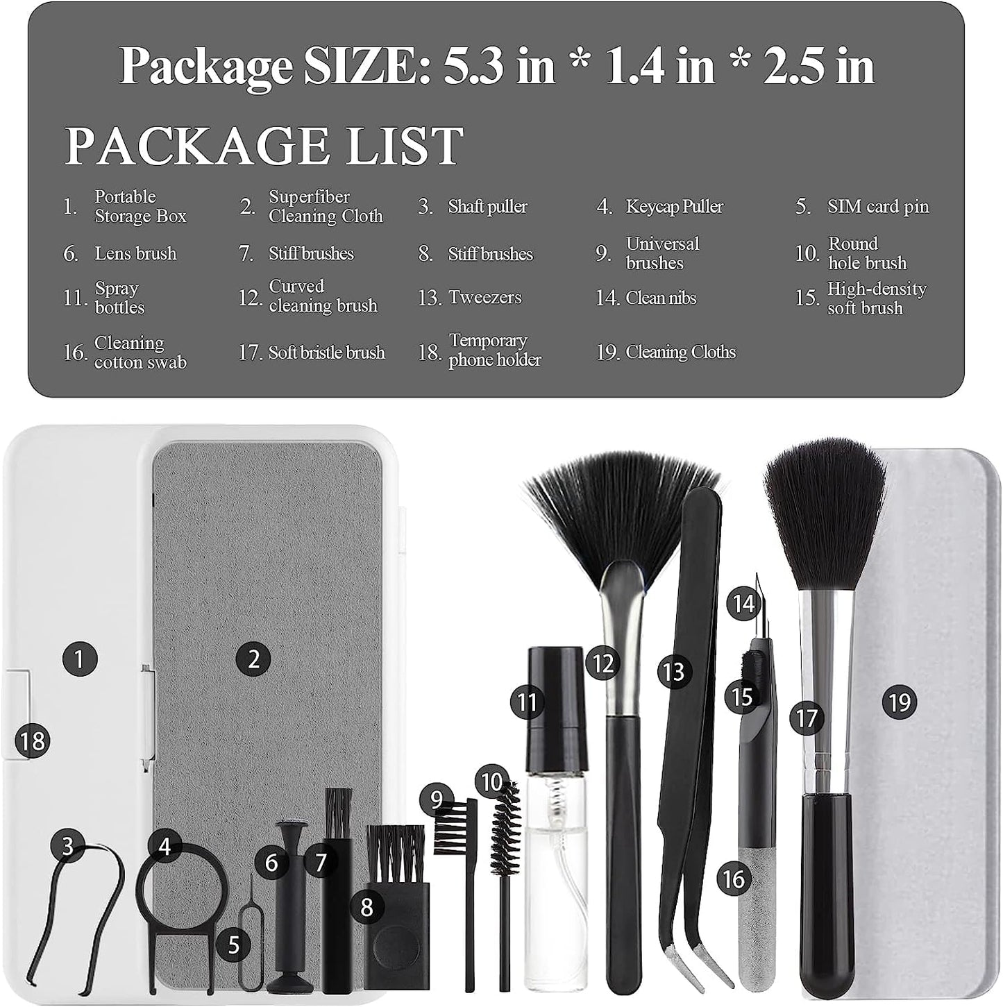 Ziloty 18 in 1 Electronic Cleaner Kit with 3 in 1 Cleaning Pen,Laptop Screen Keyboard Cleaning Kit,Computer Cleaning Kit, 18-in-1 Cleaning Kit for Gadgets, Airpods, Mobile, Tablet, Laptop, Computer