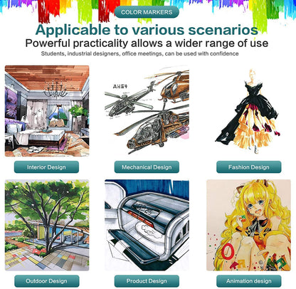 Ziloty Dual Tip Art Markers 48 Colours With Carrying Case For Painting Sketching Calligraphy Drawing Odorless&Non Toxic Twin Head Permanent Colouring Markers For Kids Adult Beginners|Assorted