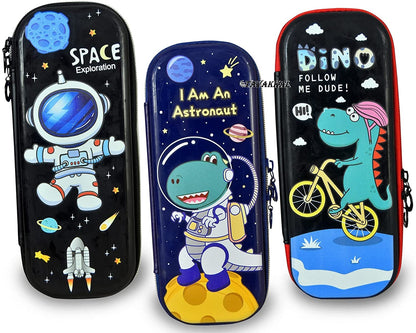 Ziloty orld EVA 3D Cover Large Capacity Pencil Case Compass with Compartments, School Supply Organizer for Students, Stationery Box, Cosmetic Zip Pouch