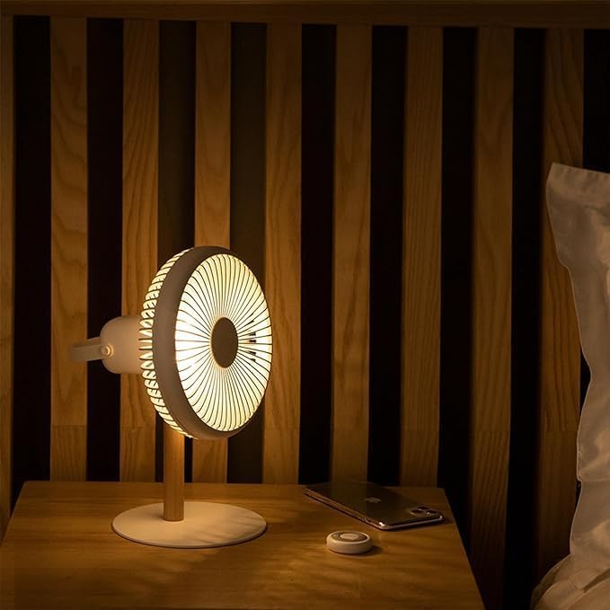 Ziloty  Cordless & Rechargeable 7 Inch Table Fan with Night Light & Rotating | BLDC Fan with Up To 12 Hour Run Time | Portable Table Fan for Home, Office (Table Fan New)