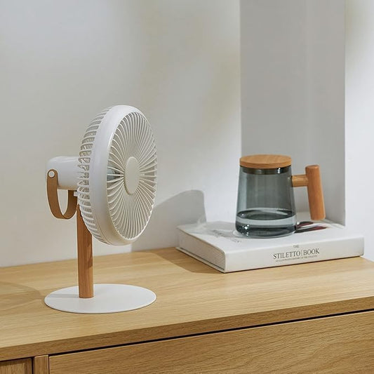 Ziloty  Cordless & Rechargeable 7 Inch Table Fan with Night Light & Rotating | BLDC Fan with Up To 12 Hour Run Time | Portable Table Fan for Home, Office (Table Fan New)