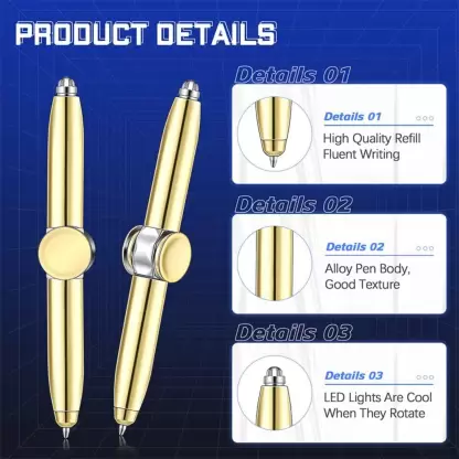 Ziloty Creative Fidget Hand Spinner Ballpoint Pen with LED Light Multi-function Pen