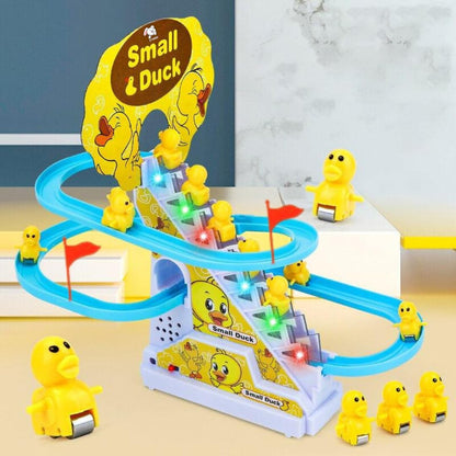 Ziloty Duck Track Toys for Kids - Small Ducks Stair Climbing Toys for Kids, Escalator Toy with Lights and Music - 3 Duck Included (Duck Track), Multicolor